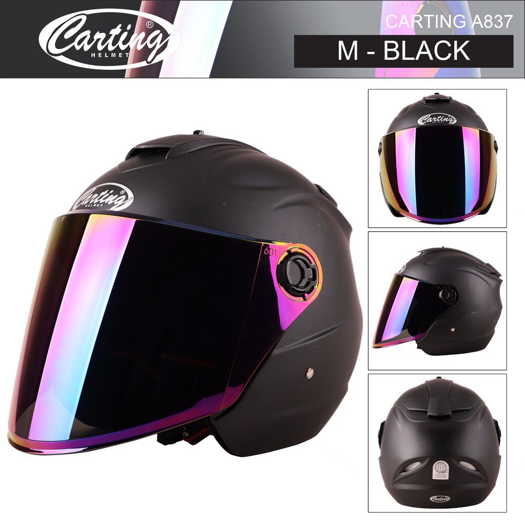 sec helmet helmet half face helmet CARTING A837 Tinted Half Face Helmet