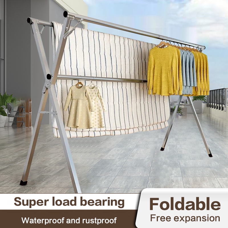 240CM/160CM Drying Rack Stainless Steel Windproof Foldable Clothes Rack