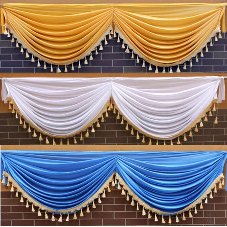 3m 6m Long Tassel Ice Silk Swag Drape Valance For Backdrop Curtain Wedding  Stage Background Event | Shopee Philippines