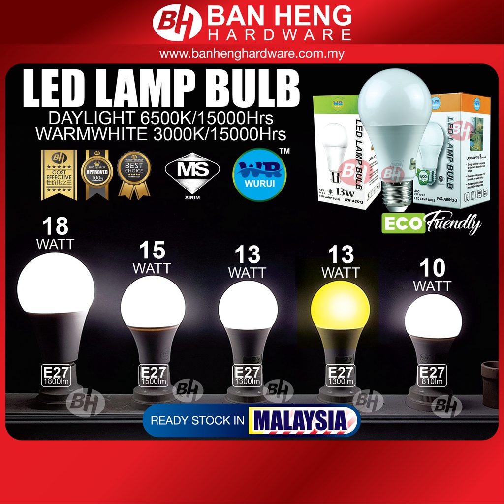 Quality LED Bulb E27 Sirim certified 10W / 13W / 15W / 18W Daylight