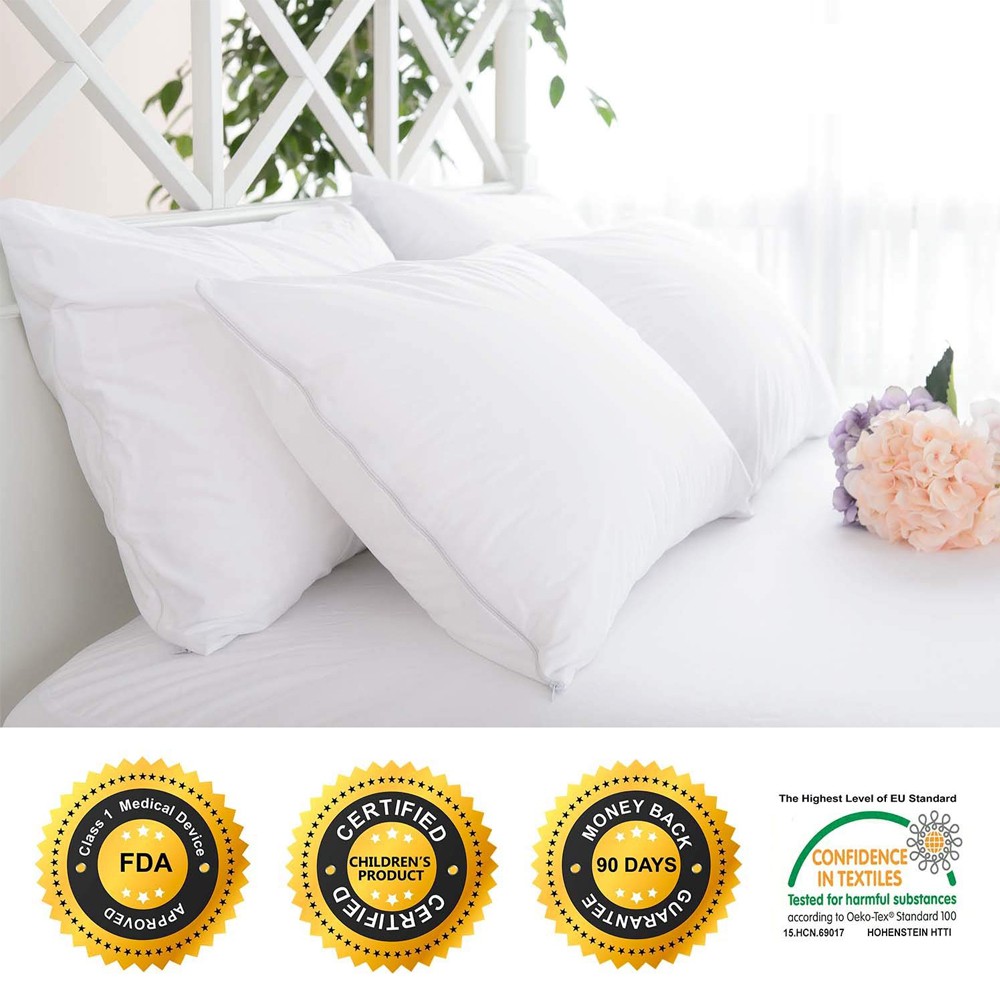 Buy 1 Get 1 Waterproof Pillow Covers Zipper Smooth Hotel Bed