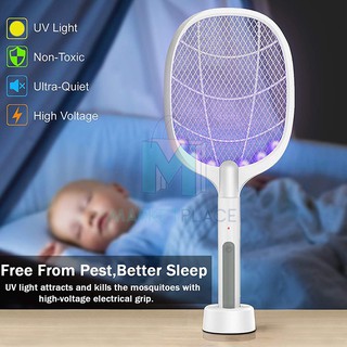 2 in 1 Electric Insect Racket electric mosquito killer lamp Mosquito Swatter USB Rechargeable #9