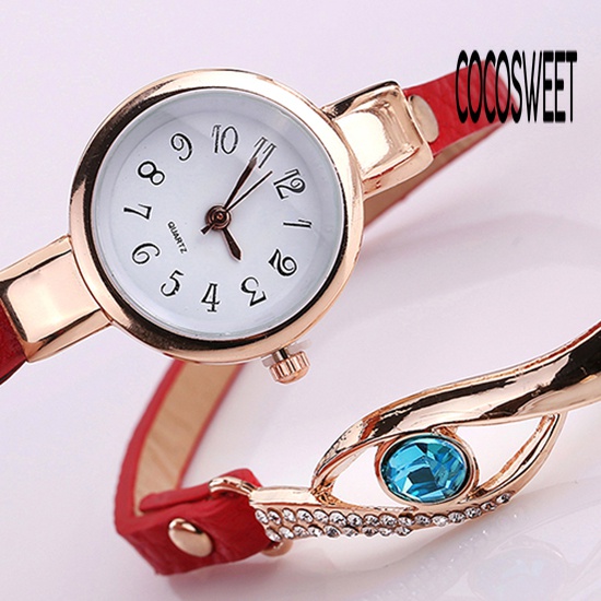 CCT-Lady Blue Eye Infinity Multilayer Faux Leather Charm Bracelet Quartz Wrist Watch