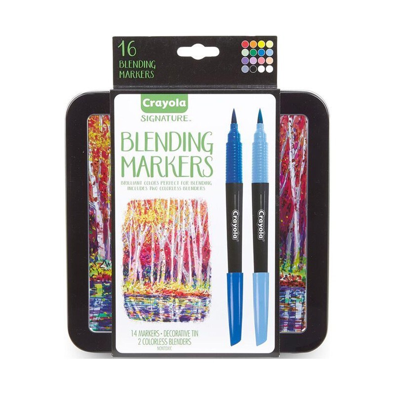 Crayola Signature Blending Markers 14 + 2 colorless blenders Shopee