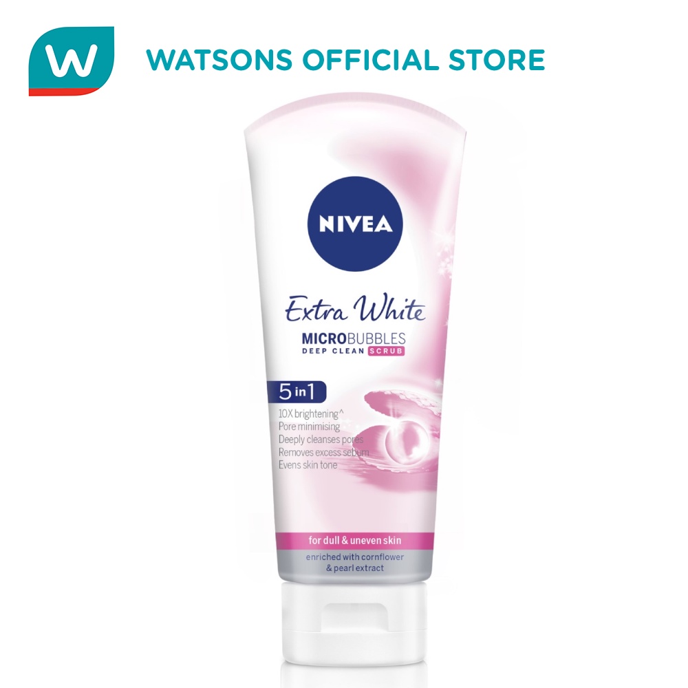 NIVEA Face Cleanser Extra White 5-in-1 Deep Clean Whitening Face Scrub ...