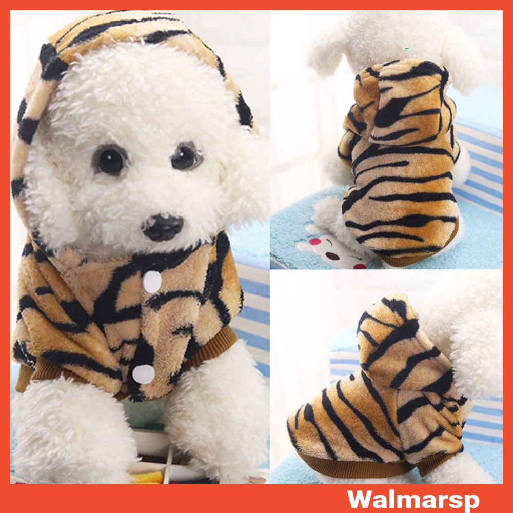 Pet Clothes Winter Warm Fleece Tiger Stripes Puppy Dog Hoodie #1