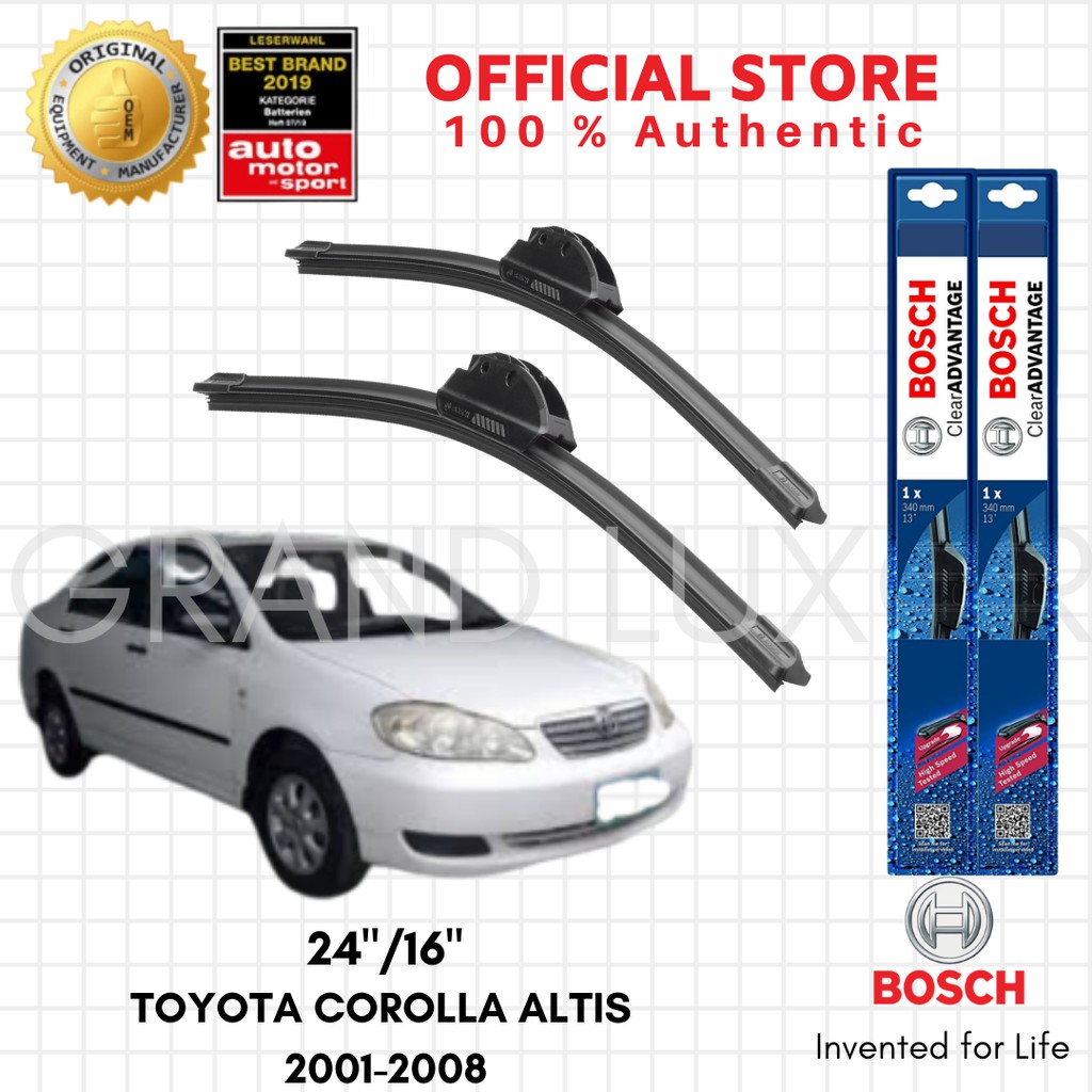 Bosch Clear Advantage Wiper Blade Set For Toyota Corolla Altis 2001