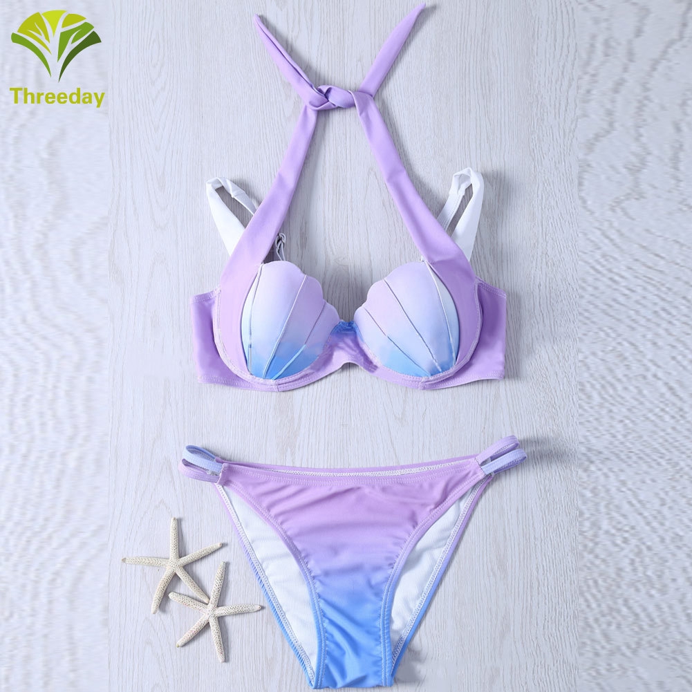 Download Swimwear Women Bikini Set Mermaid Shell Bra Swimwear Padded Push Up Swimsuit Beachwear Ms Clothing Shoes Accessories Vishawatch Com