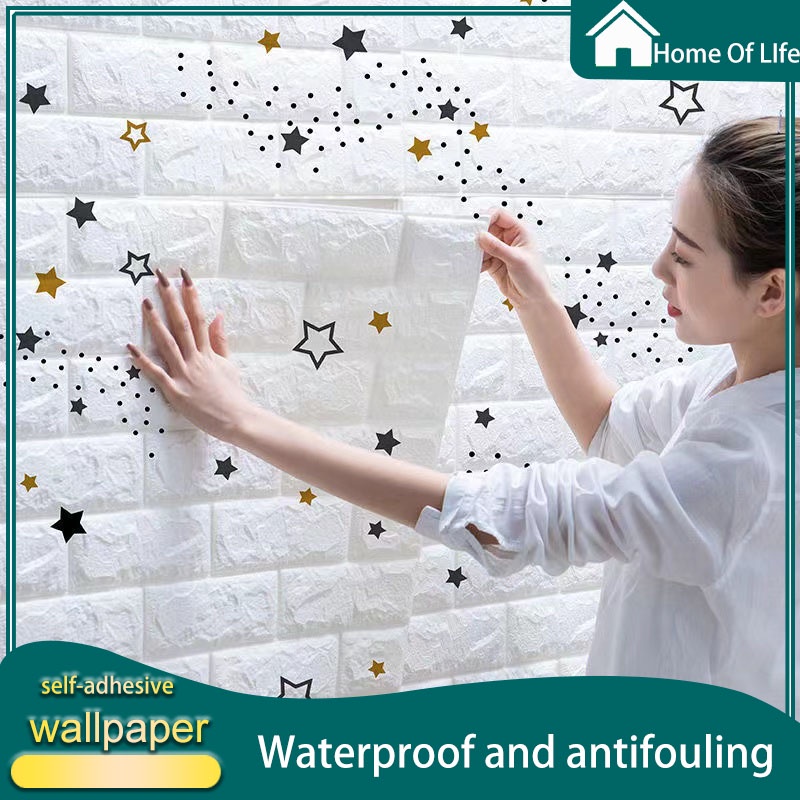 1pc 70cm*77cm wallpaper sticker 3d wallpaper foam wallpaper waterproof