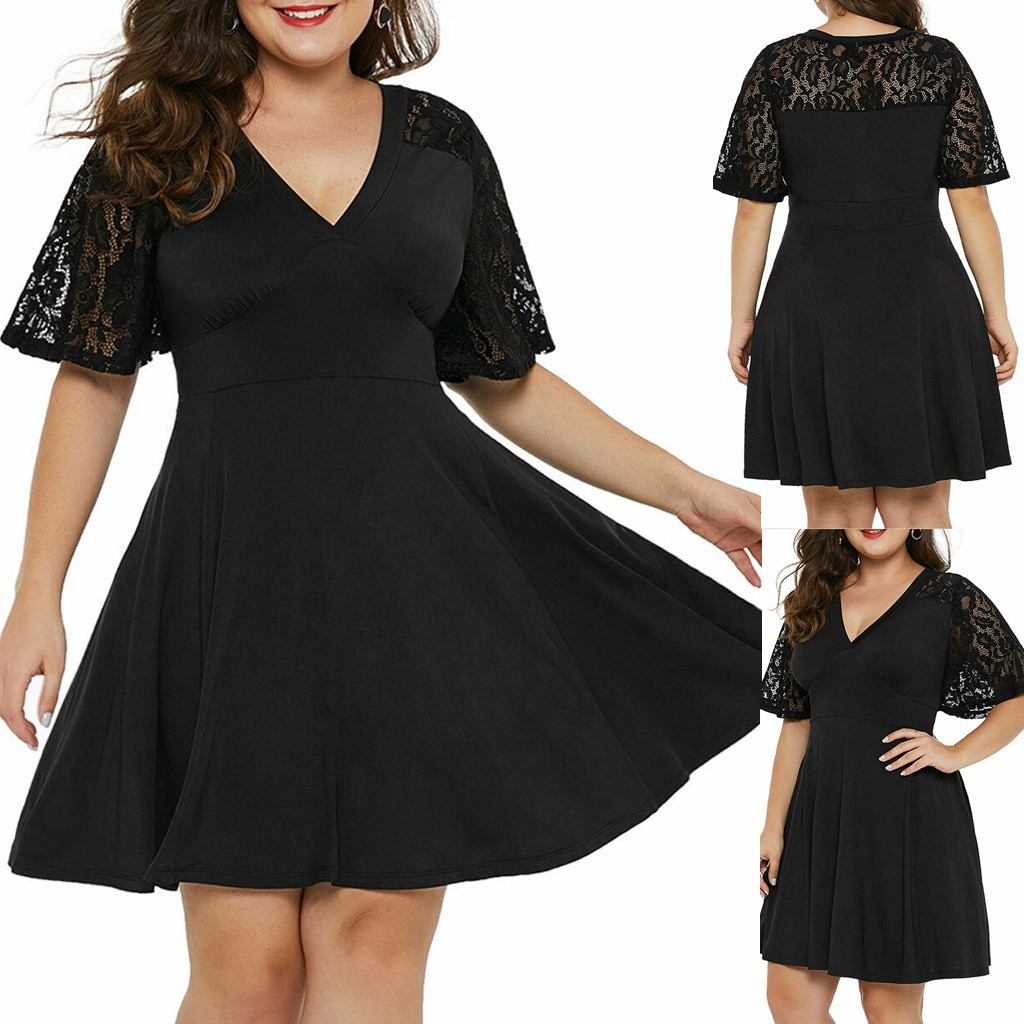 short sleeve swing dress plus size