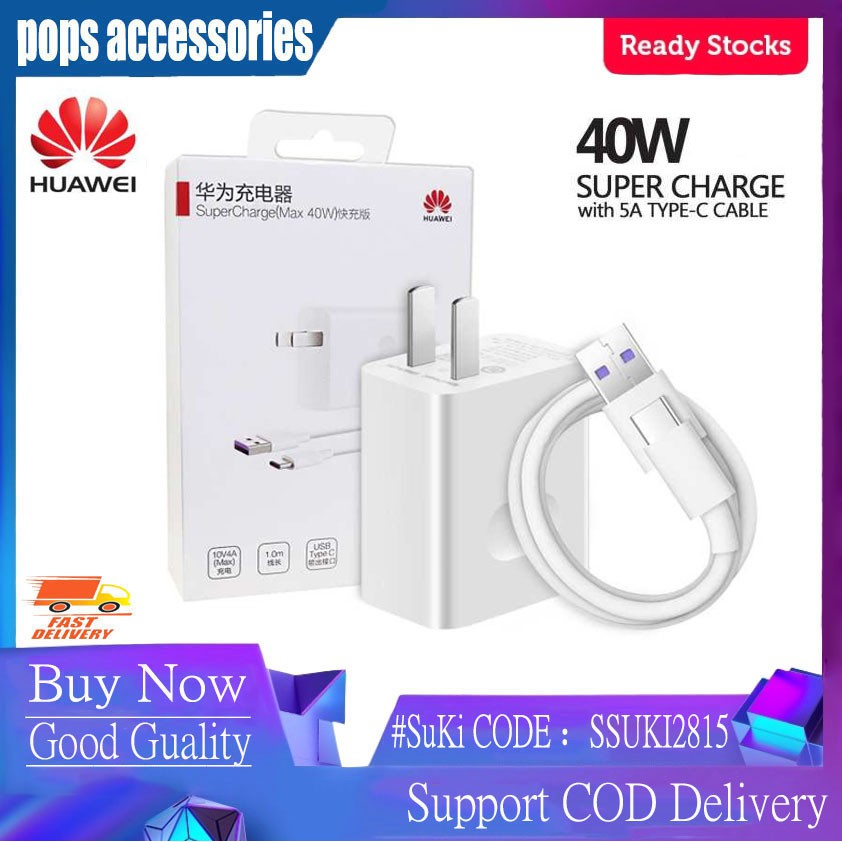 Original Huawei Fast Charger 40W Super Charging With TypeC Data Sync