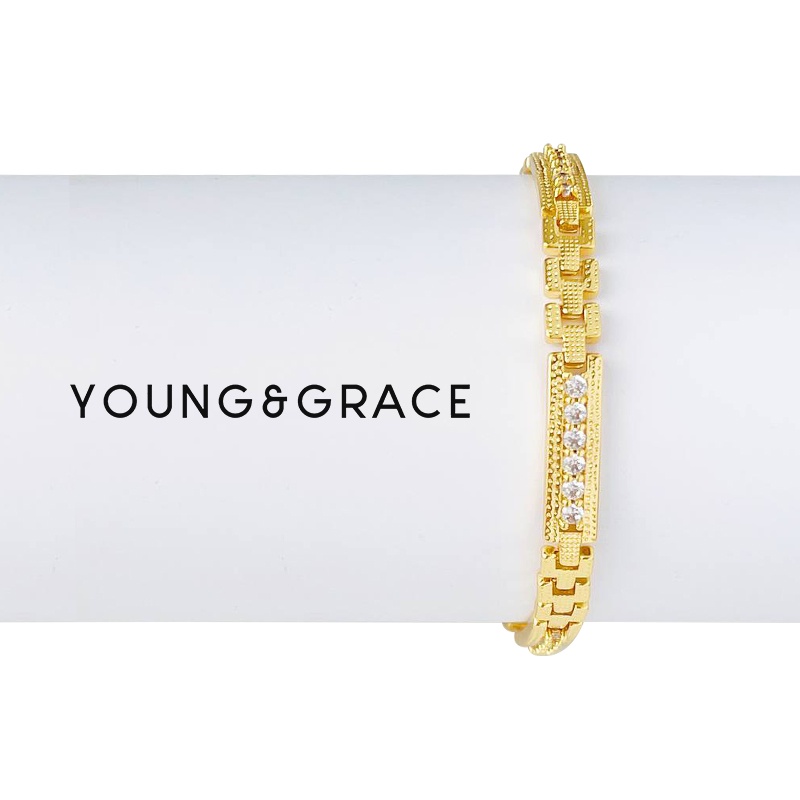 Young & Grace 24k Gold Plated Diamond-Set Zircon Strap Bangle Girls Jewelry  Bracelet Non Tarnish | Shopee Philippines