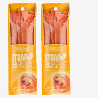 Sleeky Chewy Snack Strap Beef and Cheese Dog Treats 50g (2 packs)