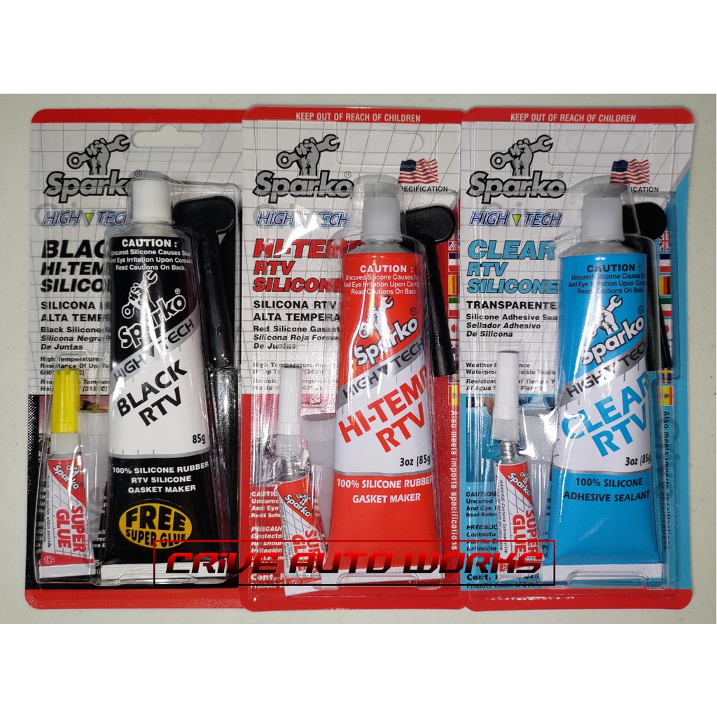 Sparko Silicone Gasket Maker HiTemp RTV (85g) Sealant Black / Red