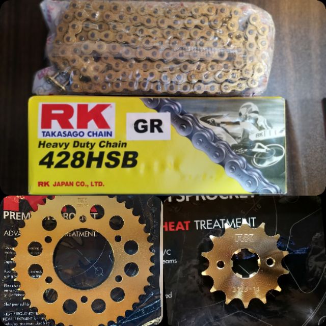 RK SPROCKET SET LIGHTENING FZ16/KING/TFX 428 GOLD SERIES Shopee