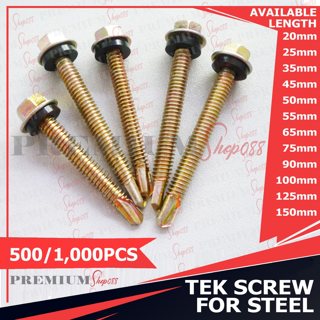 500/1000pcs Tek Screw for Metal Steel 20mm 25mm 35mm 50mm 75mm 90mm