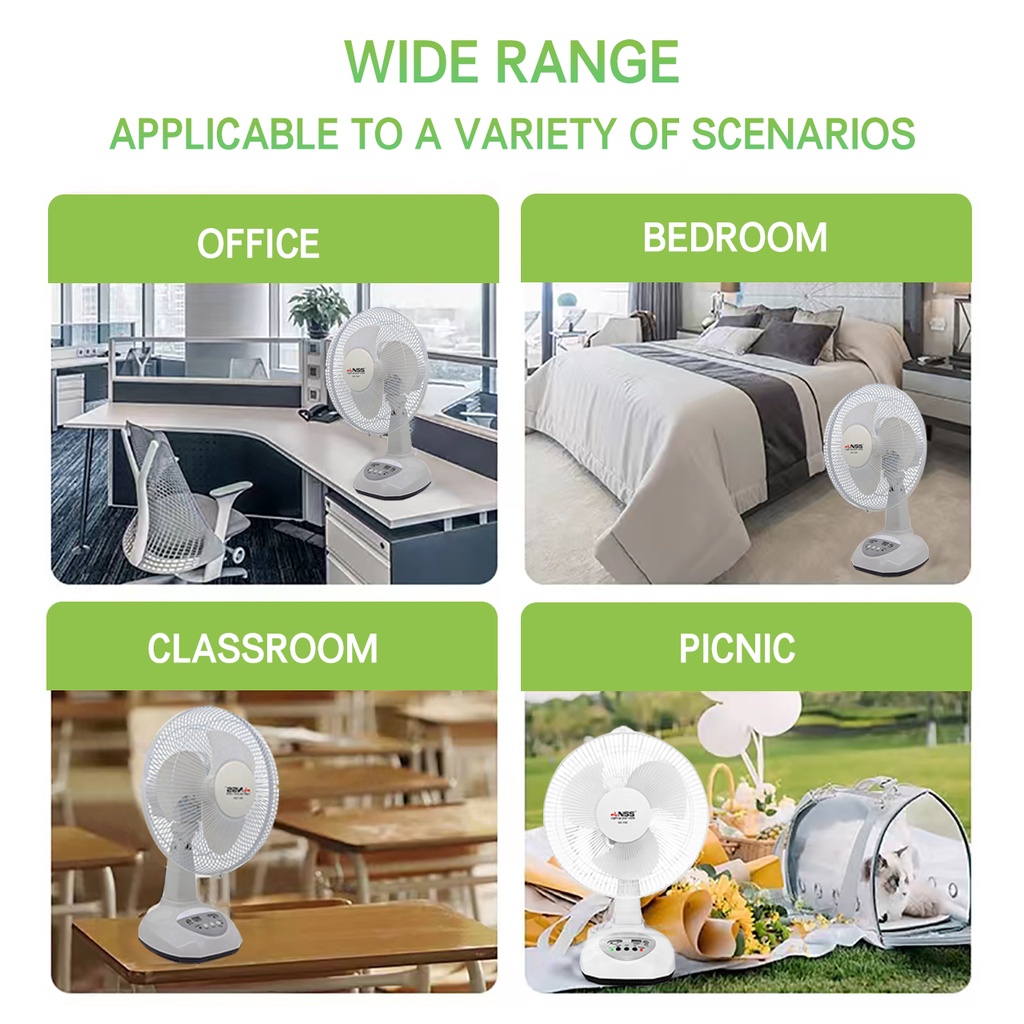 NSS Solar electric fan Rechargeable solar fan with panel solar electricfan with emergency light - Image 2