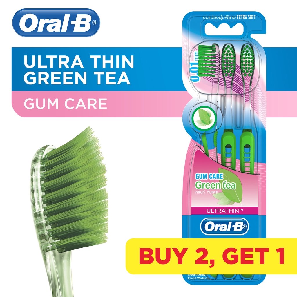 Oral-B Ultra Thin Green Tea 3s Extra Soft Toothbrush | Shopee Philippines