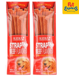 Sleeky Chewy Snack Strap Beef Dog Treats 50g (2 packs) bQua