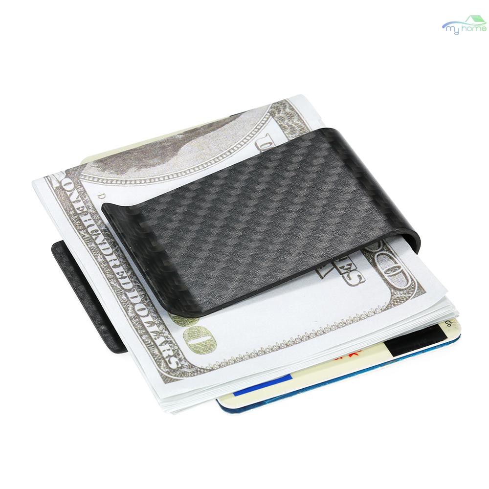 Black Carbon Fiber Wallet Money Clip Credit Card Business Card Clip