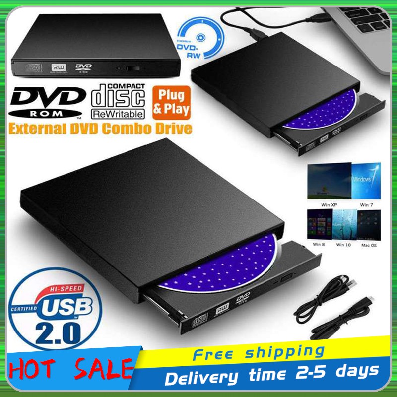 【Ready Stock】External DVD Optical Drive USB2.0 CD/DVDROM CDRW Player