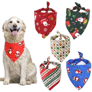Pet Triangle Bandanas Christmas Santa Deer Print Large Dog Scarf Collar Neckerchief Puppy Dog Pet Bow Ties Slobber Towel Clothes