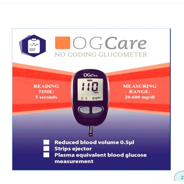 OG Care with free 50 strips with lancet pen and 10pcs