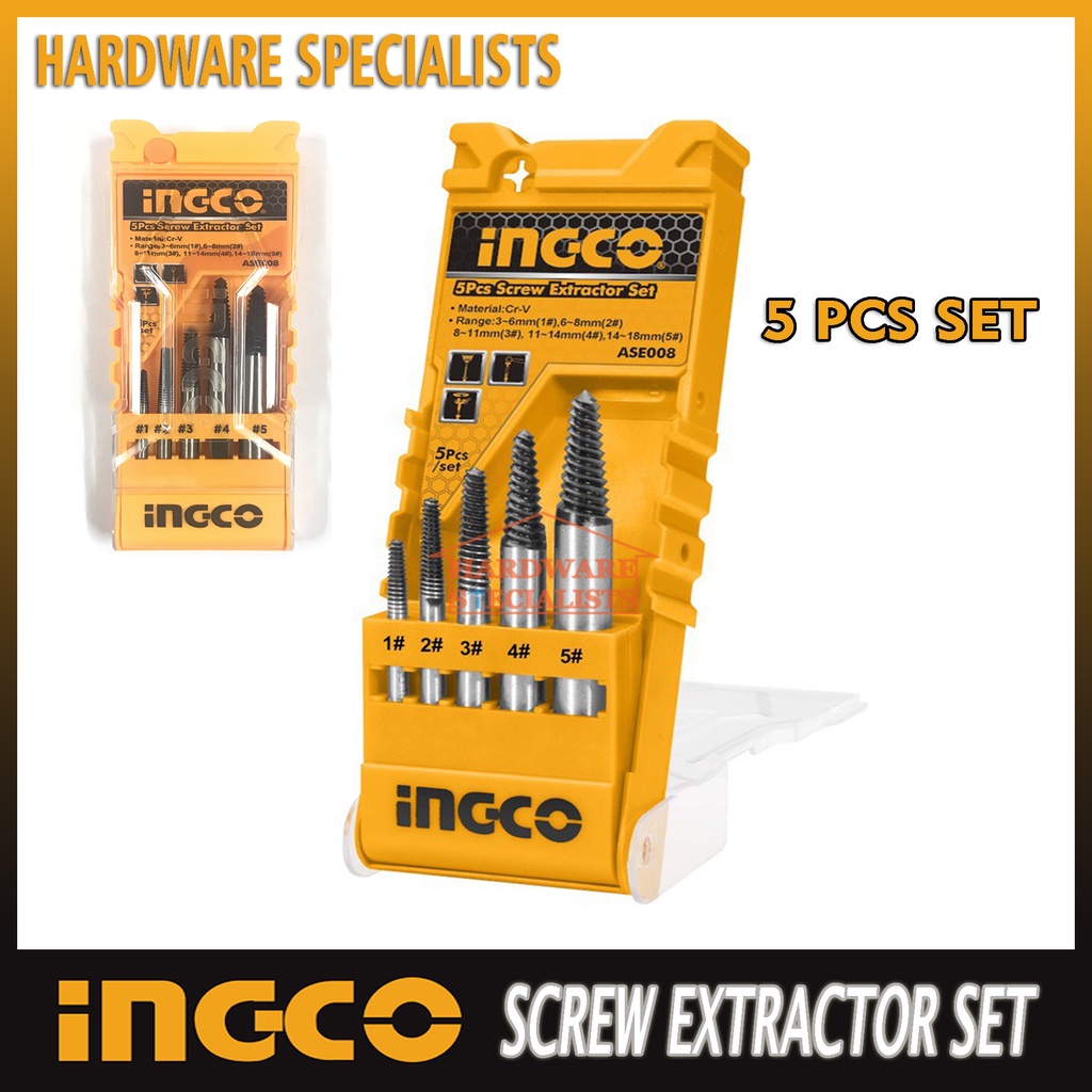 Ingco Screw Extractor 5 pcs Set ASE008 Original Authentic Shopee Philippines