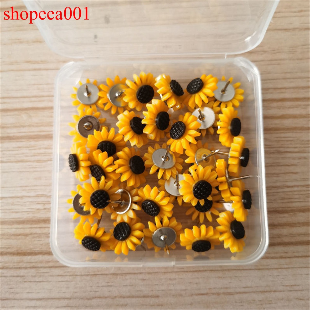 SHOPEEA001 Thumbtack Sunflower Shape Push Pins Decoration Tack Board