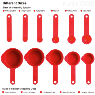 11pcs/set Measuring Cups Graduated Kitchen Measuring Tools Plastic Household Meaurement Spoons, Red runbu998 store #6