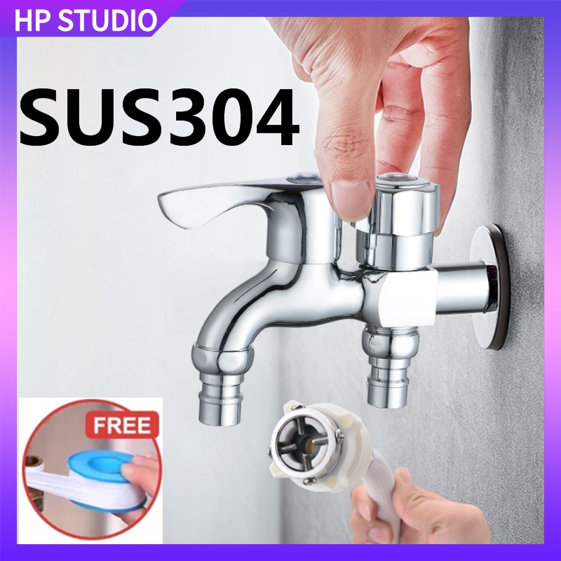 Upper Two Way Washing Machine Faucet One Divided Into Two Household Double Outlet Faucet Tap