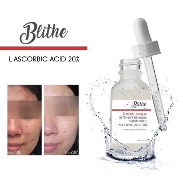 blithe vitamin c serum face ascorbic acid acne anti aging whitening l