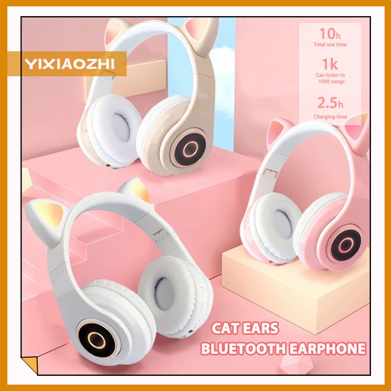 Cat Headphone Wireless Bluetooth headfone Cat Ear Headset Colorful LED