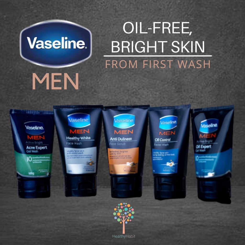 VASELINE Men Face Wash Healthy White Oil Expert Gel Acne Expert Gel Oil ...