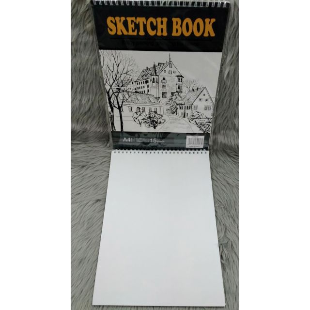E&A A4 Sketch Book Pad White Cartridge Paper Black Cover New 