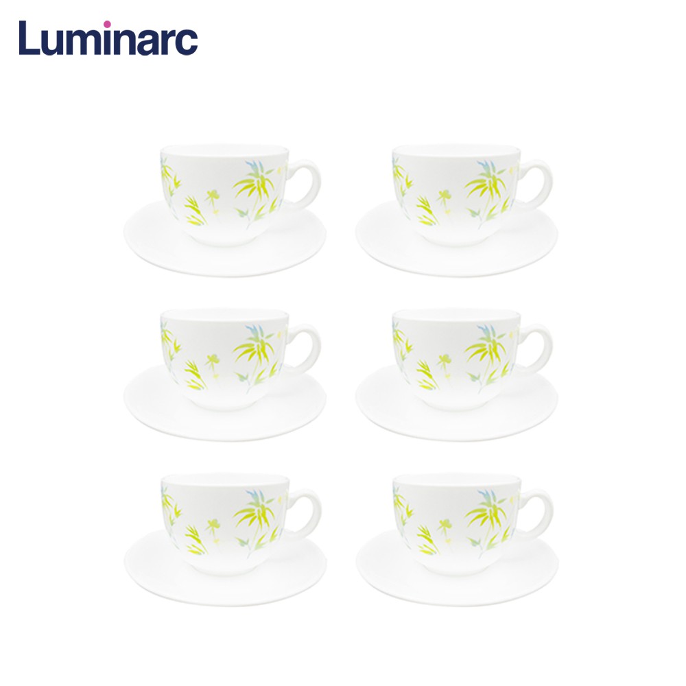 Luminarc Diwali Zendo Tempered Glass Coffee Cup and Saucer Set Shopee