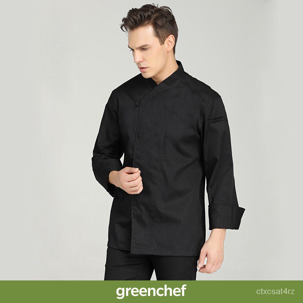 GreenChef Tarragon Black Chef Jacket Long Sleeve | Chef Uniform KUAR ...