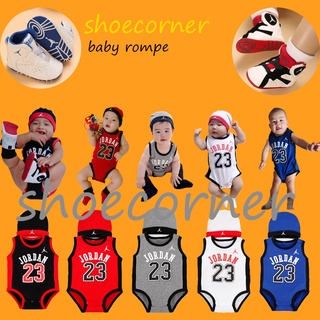 Baby Boy Basketball Jersey Romper+hat Set Newborn Baby Jersey Terno Jordan 23 Onesies Cotton Jumpsui #1