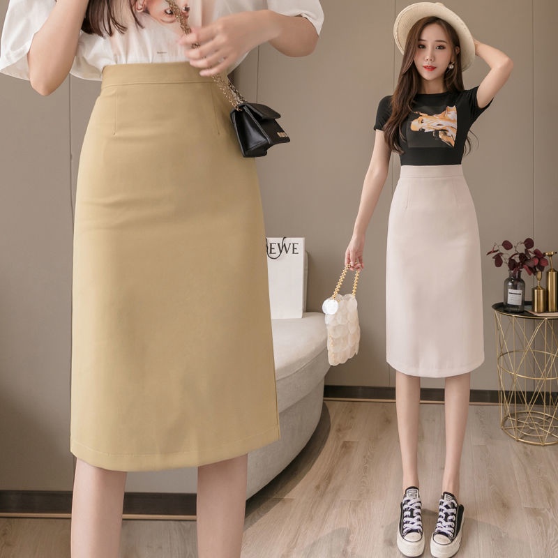 Women Office Skirt Midlength Slim High Waist A line Work Formal Skirt Shopee Philippines