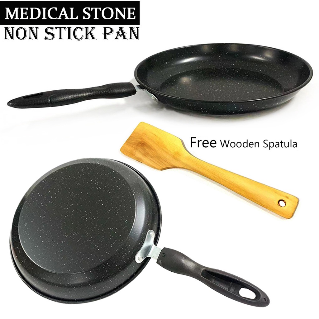 Japanese Non-Stick Frying Pan, Maifan Stone Frying Pan, Home Kitchen Frying Pan,Free Wooden Spa tula