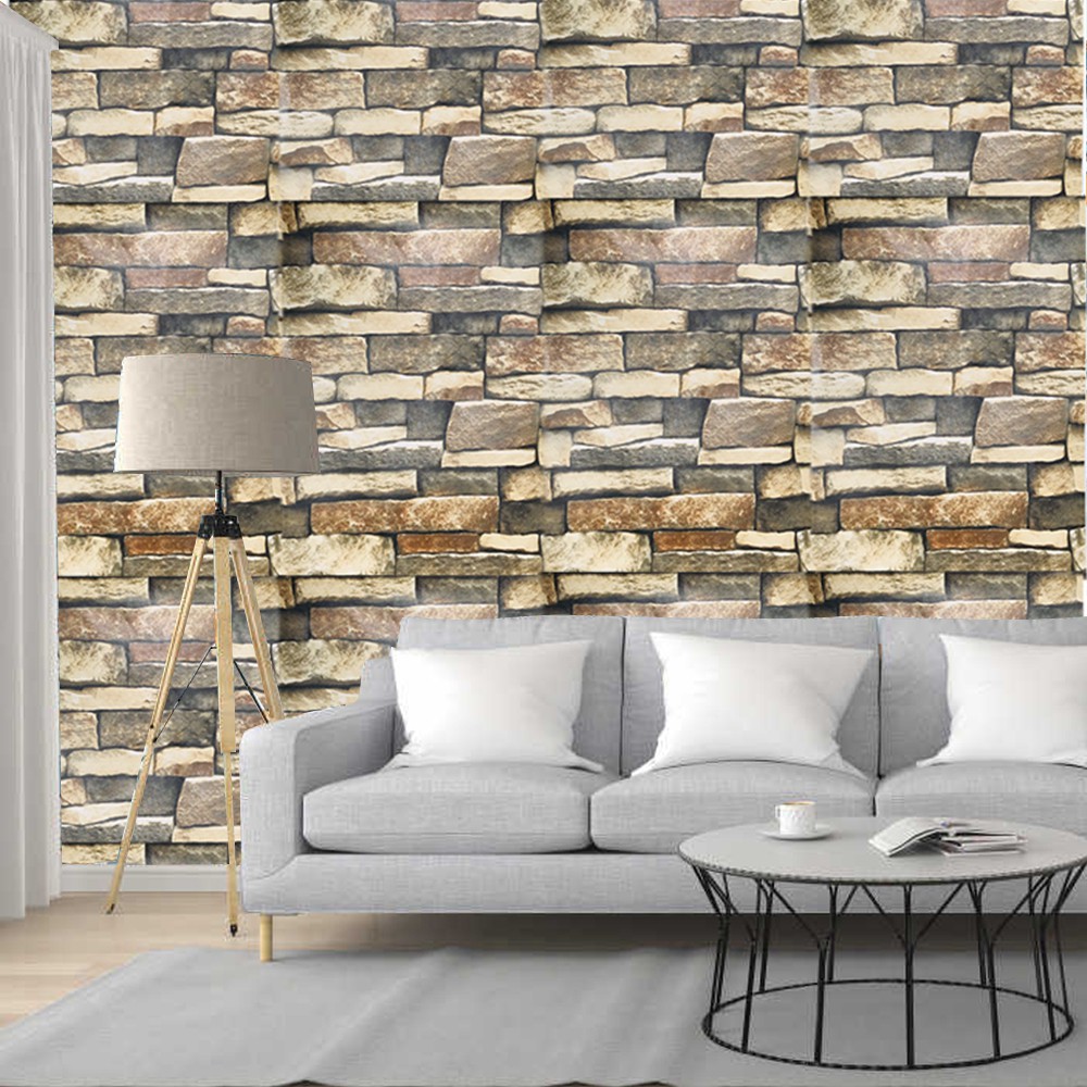 SK Wallpaper 10M*45CM PVC Self adhesive Waterproof Bricks Wall