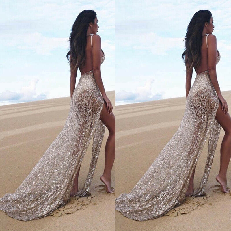 maxi backless evening dress