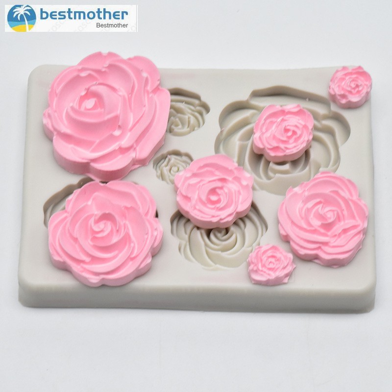 Fondant Icing Cake Decor Tool Baking Mold Silicone 3D Rose Heart Candy Mould