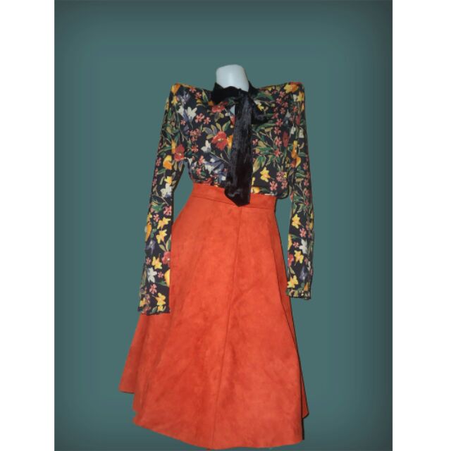 top for orange long skirt