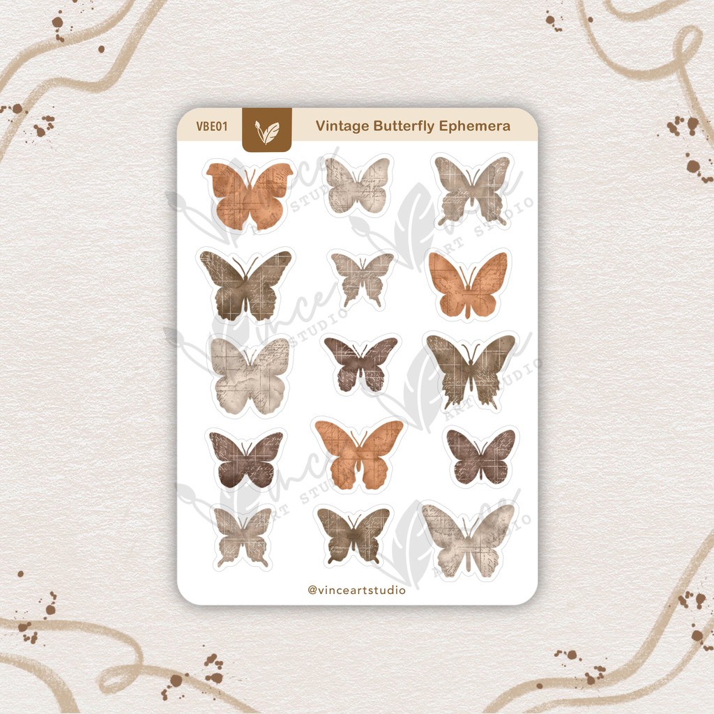 Vintage Butterfly Ephemera Stickers