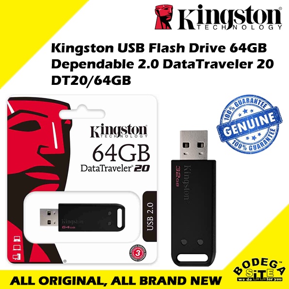 Kingston USB Flash Drive 64GB Dependable 2.0 DataTraveler 20 DT20/64GB