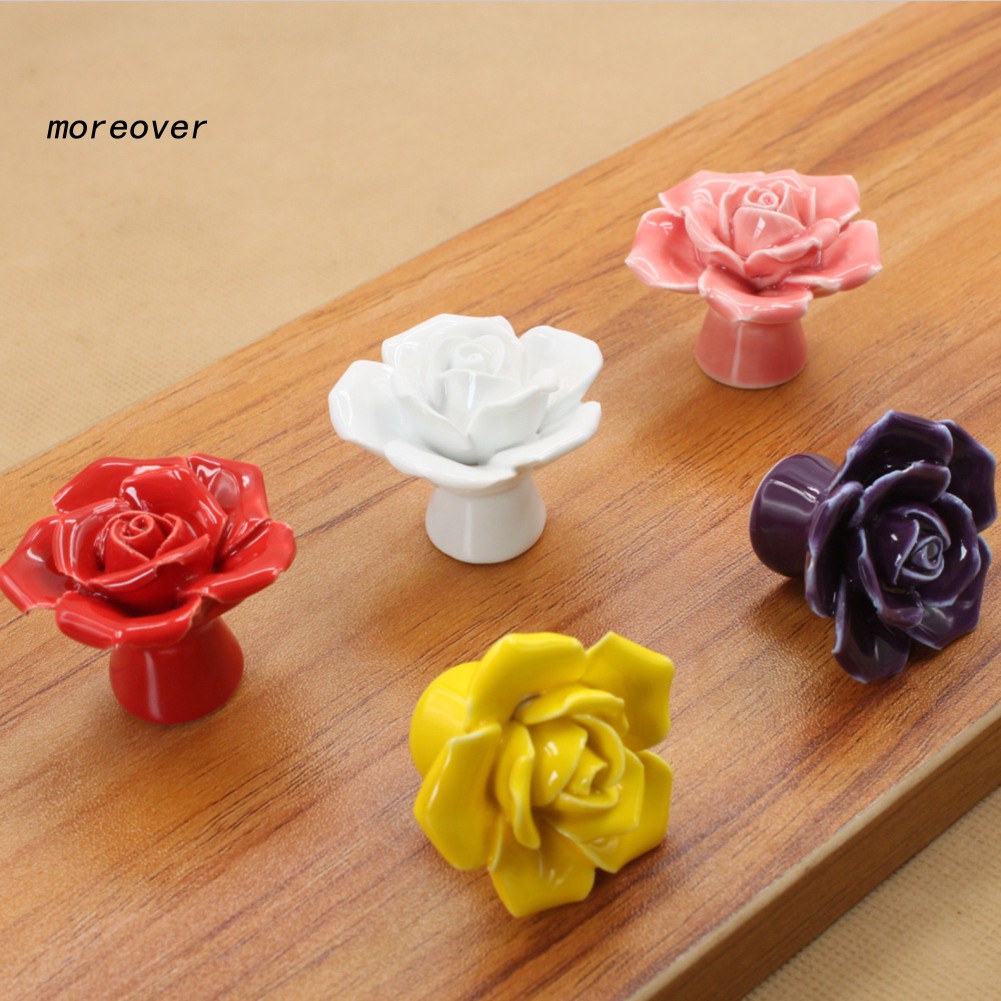 More Ceramic Rose Flower Fashion Knobs Drawer Cupboard Door