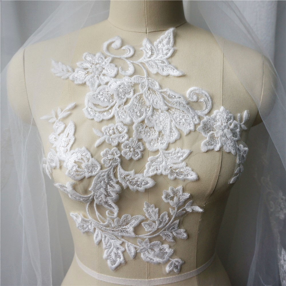 Embroidery Lace Patches Collar Flower Applique Wedding Dress Clothing Sewing DIY
