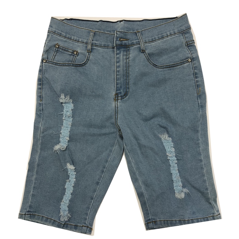 Light Blue Tattered Maong Short | Shopee Philippines