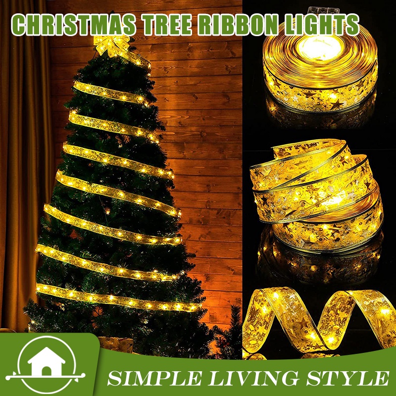 LED 5M Christmas Ribbon Lights Satin Lights Christmas Tree Decoration